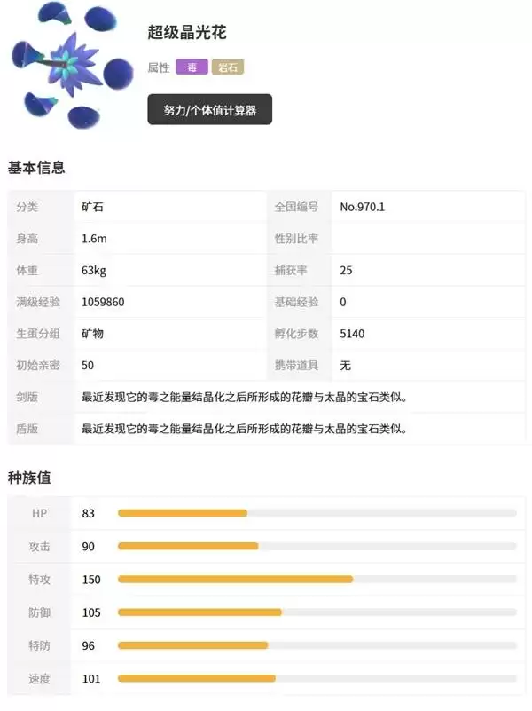 宝可梦传说ZA晶光花及Mega形态介绍 超级晶光花种族值一览