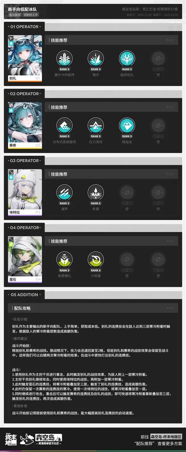 明日方舟终末地三测新手向低配冰队推荐 冰队怎么构筑