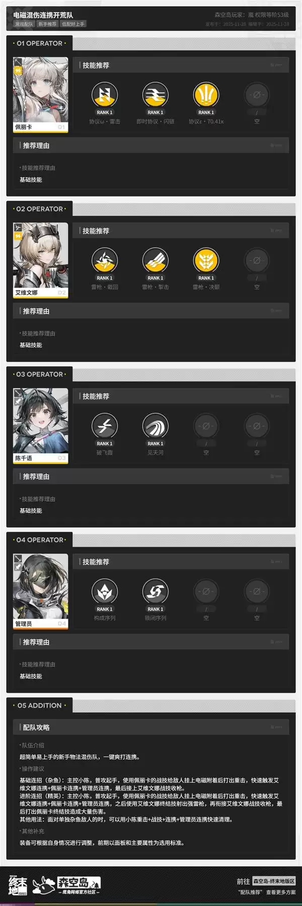 明日方舟终末地电磁混伤连携开荒队分享